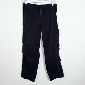 Johnny Was Cargo Pants Women Small Black Wide Leg Drawstring Pockets B16